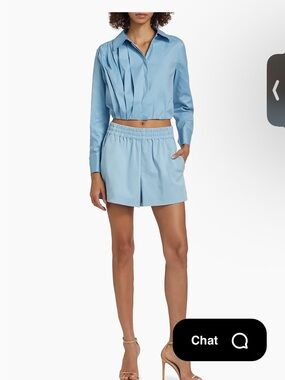 NWT Alice + Olivia Sky Blue Elastic-Waist Bermuda Shorts